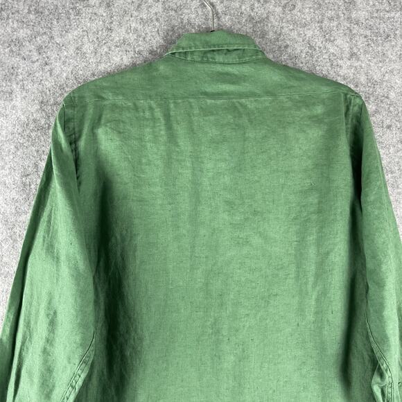 Bensimon 100% Linen Shirt Mens Small Green Button Down Long Sleeve Preppy - Picture 10 of 13